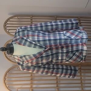 Handmade blazer red white blue tan plaid see measurements Patriotic Colors